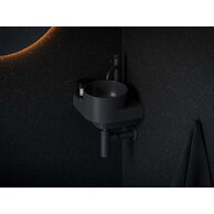 Umývátko Yard 28 C rohové tenkosteněnné na konzoli, s otvorem na baterii, bez přepadu, černá mat, XJX0D228000