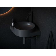 Umyvadlo Ravak Yard 45 C rohové tenkostěnné na desku, s otvorem pro baterii, bez přepadu, černá mat, XJX0D245000