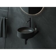 Umyvadlo Ravak Yard 40 tenkostěnné na konzoli, s otvorem pro baterii, bez přepadu, černá mat, XJX0D240002