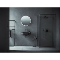 Umyvadlo Ravak Yard 60 tenkostěnné na konzoli, s otvorem pro baterii, bez přepadu, černá mat, XJX0D260002