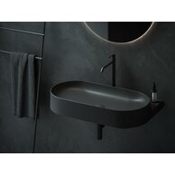 Umyvadlo Ravak Yard 80 tenkostěnné na konzoli, s otvorem pro baterii, bez přepadu, černá mat, XJX0D280002