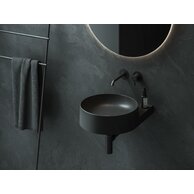 Umyvadlo Ravak Yard 40 tenkostěnné na konzoli, bez otvoru pro baterii, bez přepadu, černá mat, XJX0D040000