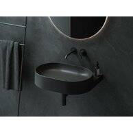 Umyvadlo Ravak Yard 60 tenkostěnné na konzoli, bez otvoru pro baterii, bez přepadu, černá mat, XJX0D060000