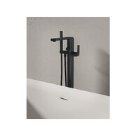 Baterie Ravak Flat vanová do podlahy, bez tělesa, se sprchovým setem, černá, X070441