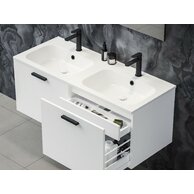 Dvojumyvadlo Ravak Chrome Slim 120 nábytkové tenkostěnné s otvory pro baterie, s přepadem, bílá, XJG01112001