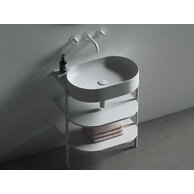 Umyvadlo Ravak Yard 60 tenkostěnné na konzoli, bez otvoru pro baterii, bez přepadu, bílá mat, XJX0E060000