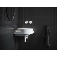 Umyvadlo Ravak Yard 45 C rohové tenkostěnné na konzoli, bez otvoru pro baterii, bez přepadu, bílá mat, XJX0E045000