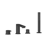 Baterie Ravak Chrome II vanová stojánková, čtyřotvorová, se sprchovým setem, černá mat, X070593