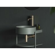 Umyvadlo Ravak Yard 40 keramické tenkostěnné, na konzoli nebo konstrukci Yard, s otvorem pro baterii, grey green, XJX08240000