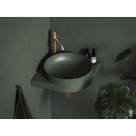 Umyvadlo Ravak Yard 45 C keramické rohové tenkostěnné, na konzoli Yard, s otvorem pro baterii, grey green, XJX08245000