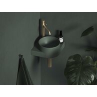 Umývátko Ravak Yard 28 C keramické rohové tenkostěnné, na konzoli Yard, s otvorem pro baterii, grey green, XJX08228000