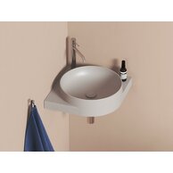 Umyvadlo Ravak Yard 45 C keramické rohové tenkostěnné, na konzoli Yard, s otvorem pro baterii, smoke grey, XJX0O245000