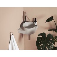 Umývátko Ravak Yard 28 C keramické rohové tenkostěnné, na konzoli Yard, s otvorem pro baterii, smoke grey, XJX0O228000