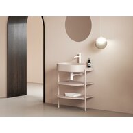 Umyvadlo Ravak Yard 60 keramické tenkostěnné, na konzoli nebo konstrukci Yard, s otvorem pro baterii, alabaster pink, XJX0G260000