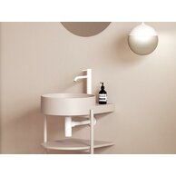 Umyvadlo Ravak Yard 40 keramické tenkostěnné, na konzoli nebo konstrukci Yard, s otvorem pro baterii, alabaster pink, XJX0G240000