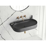 Umyvadlo Ravak Yard 80 keramické tenkostěnné, na konzoli nebo konstrukci Yard, bez otvoru, antracit, XJX03080000