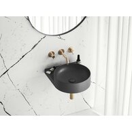 Umyvadlo Ravak Yard 40 keramické tenkostěnné, na konzoli nebo konstrukci Yard, bez otvoru, antracit, XJX03040000