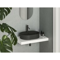 Umyvadlo Ravak Ceramic Slim Shelf 55 O keramické na desku nebo skříňku tenkostěnné, bez přepadu, černé mat, XJX0D155002