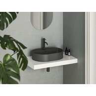 Umyvadlo Ravak Ceramic Slim Shelf 55 O keramické na desku nebo skříňku tenkostěnné, bez přepadu, antracit, XJX03155001