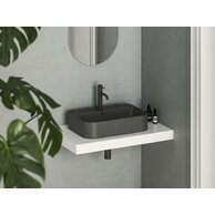 Umyvadlo Ravak Ceramic Slim Shelf 55 R keramické na desku nebo skříňku tenkostěnné, bez přepadu, antracit, XJX03155004