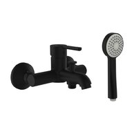 Lua vanová nástěnná páková baterie s ruční sprchou 80 mm, 1 funkce a syntetickou sprchovou hadicí 1600 mm, PVD titan černá mat H3210810811311