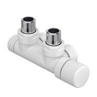 Set P armatura rohová, rozteč 50 mm, s regulační hlavicí vpravo, bílá Z-839051