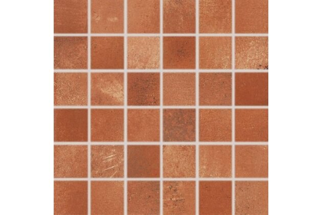 Mozaika Rako Via červenohnědá struktura mat rektifikovaná 30x30 DDM05712