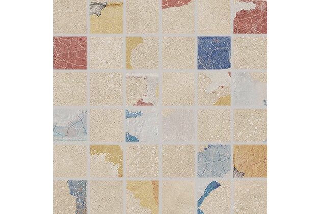 Mozaika Rako Betonico vícebarevná mat rektifikovaná 30x30 WDM05797