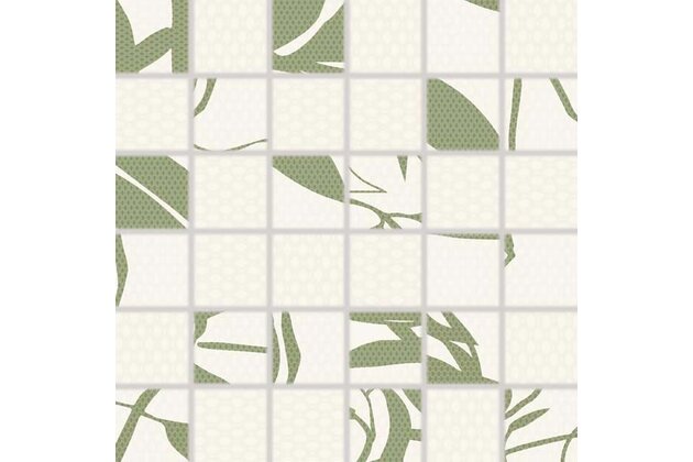 Mozaika Rako Lint zelená lesk rektifikovaná 30x30 WDM05678