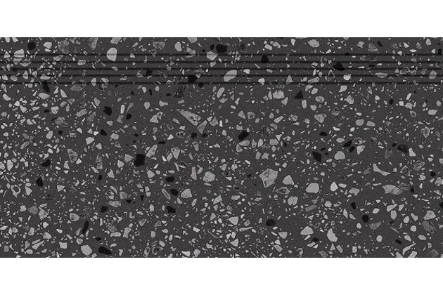 Schodovka Rako Porfido černá pololesk rektifikovaná 30x60 DCPSR812