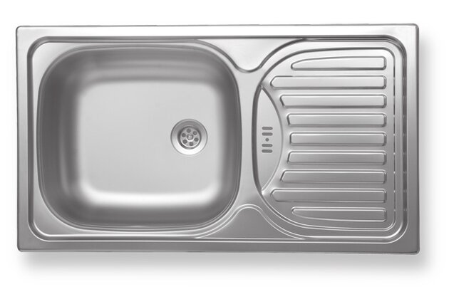 Dřez 43,5x76 s odkapem a přepadem nerez DR43/76