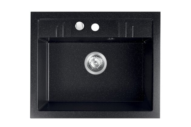 Kuchyňský dřez Novaservis granitový, 58x48 cm, s přepadem, černá, DRGM1/48/58HA