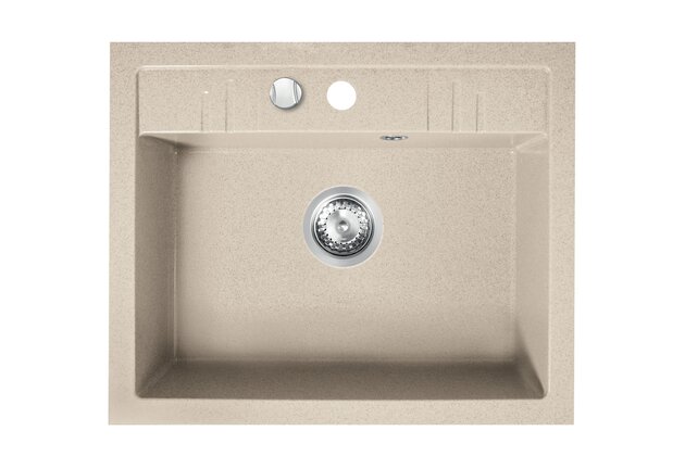 Kuchyňský dřez Novaservis granitový, 58x48 cm, s přepadem, béžová, DRGM1/48/58SA