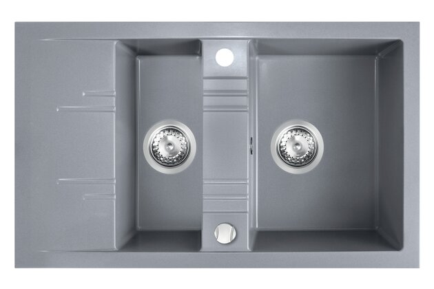 Kuchyňský dřez Novaservis granitový, 79x48 cm, s vaničkou, s odkapem, s přepadem, šedá, DRGM3/48/79GA