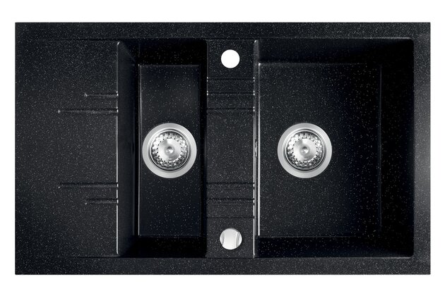 Kuchyňský dřez Novaservis granitový, 79x48 cm, s vaničkou, s odkapem, s přepadem, černá, DRGM3/48/79HA