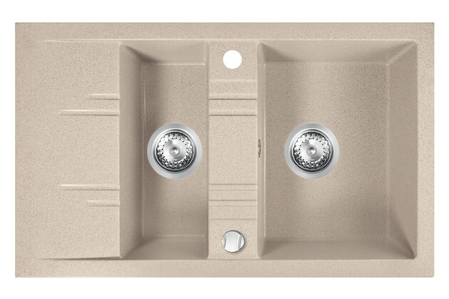 Kuchyňský dřez Novaservis granitový, 79x48 cm, s vaničkou, s odkapem, s přepadem, béžová, DRGM3/48/79SA