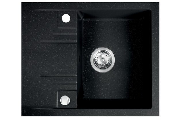 Kuchyňský dřez Novaservis granitový, 58x48 cm, s odkapem, s přepadem, černá, DRGM48/58HA