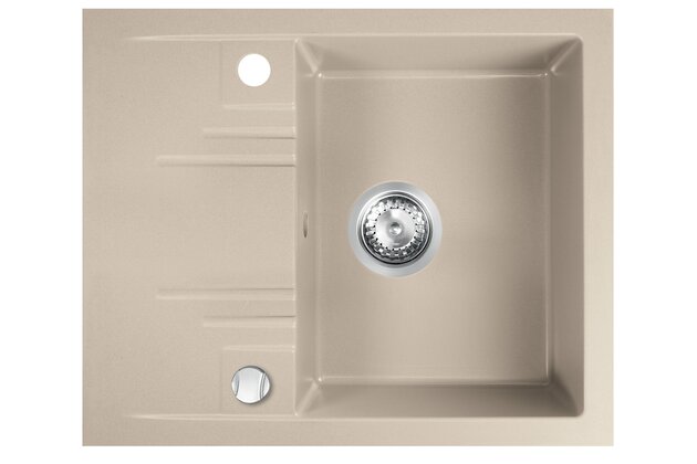 Kuchyňský dřez Novaservis granitový, 58x48 cm, s odkapem, s přepadem, béžová, DRGM48/58SA