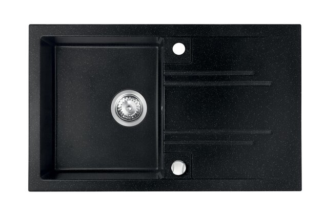 Kuchyňský dřez Novaservis granitový, 78x48 cm, s odkapem, s přepadem, černá, DRGM48/78HA