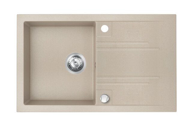 Kuchyňský dřez Novaservis granitový, 78x48 cm, s odkapem, s přepadem, béžová, DRGM48/78SA