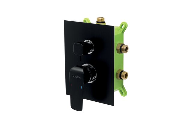 Baterie Novaservis Nobless Tina sprchová, podomítková s boxem, 3 vývody, černá, BOX38051RX,5