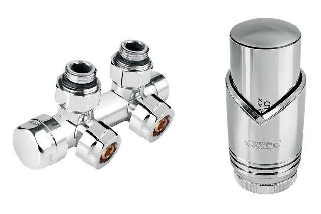 Sada na otopná tělesa Novaservis se středovým připojením, rohová, chrom, ZTD30CR