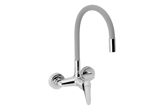 Baterie Novaservis Titania Iris New dřezová, 150 mm, s elastickým ramenem, šedá-chrom, 94480,0S