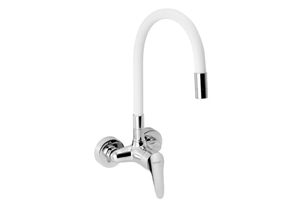 Baterie Novaservis Titania Iris New dřezová, 100 mm, s elastickým ramenem, bílá-chrom, 94484,0B