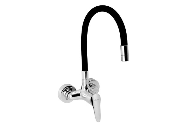 Baterie Novaservis Titania Iris New dřezová, 100 mm, s elastickým ramenem, černá-chrom, 94484,0C