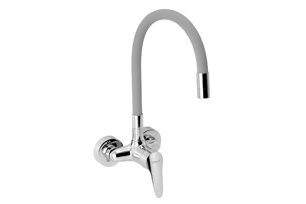 Baterie Novaservis Titania Iris New dřezová, 100 mm, s elastickým ramenem, šedá-chrom, 94484,0S