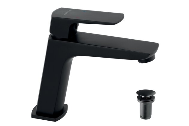 Baterie Novaservis Nobless Ego umyvadlová, s výpustí, černá, 43003,5