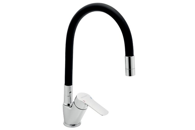 Metalia 54 dřezová baterie+flexi ram chrom+černá 54014F.0C