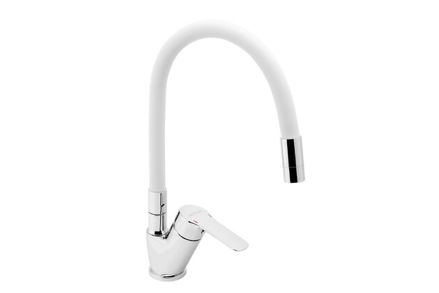 Metalia 54 dřezová baterie bílé flexi rameno chrom