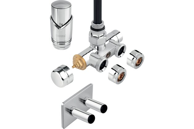 Sada Novaservis termostatická, rohová, se stoupací trubicí, pro jednobodové připojení radiátoru, chrom, ZTT30CR